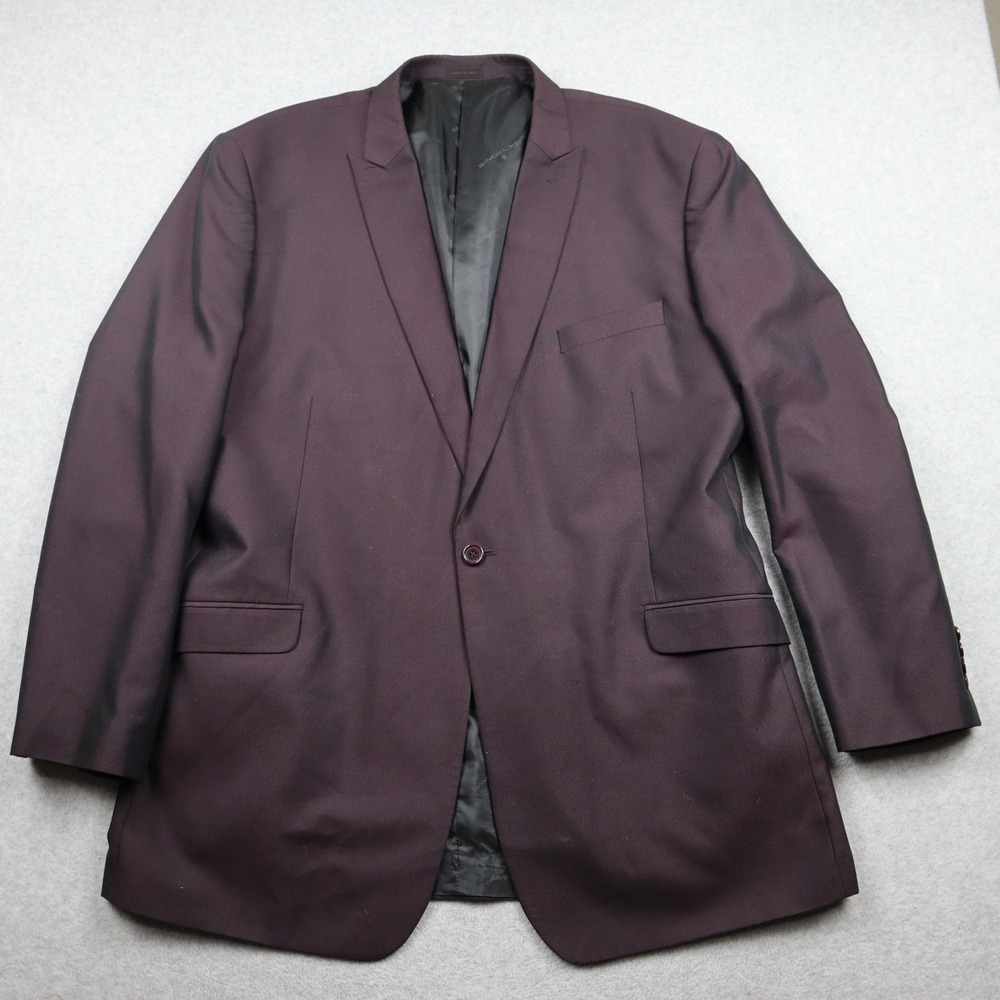 Stacy Adams Blazer Mens 48L Gold Single Breasted Burgundy Iridescent Sport Coat
